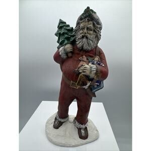 Old World Santa Figures| Vintage 90’s Hand Painted Resin Santa Claus Signed PB91